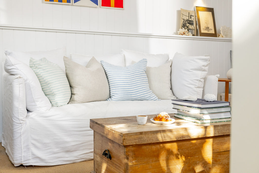 Linen Cushion Covers in coastal colours and stripes