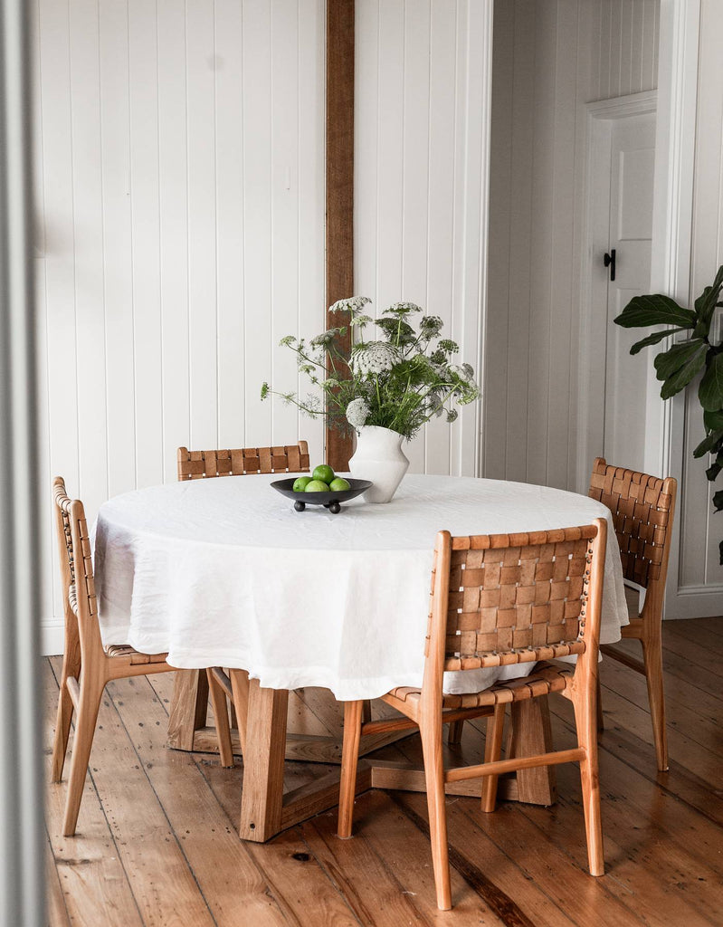 White Round Tablecloth | 100% French Flax Table Linen