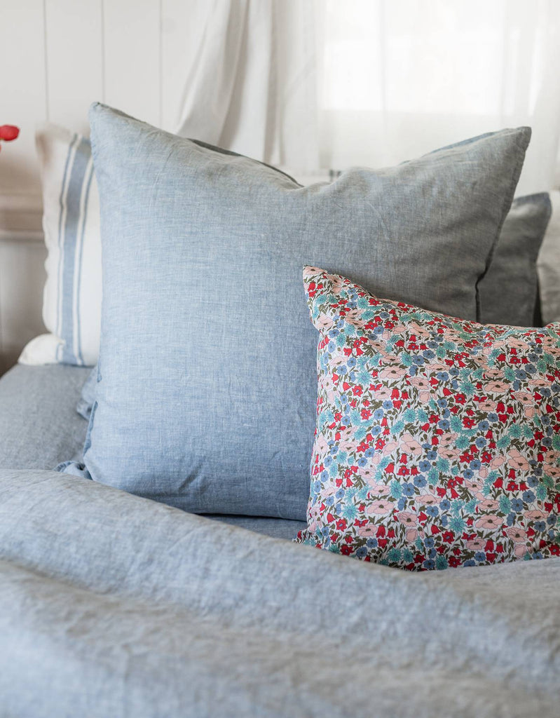 Euro Pillowcase Set - Yarn Dyed French Blue – Linen Bedding