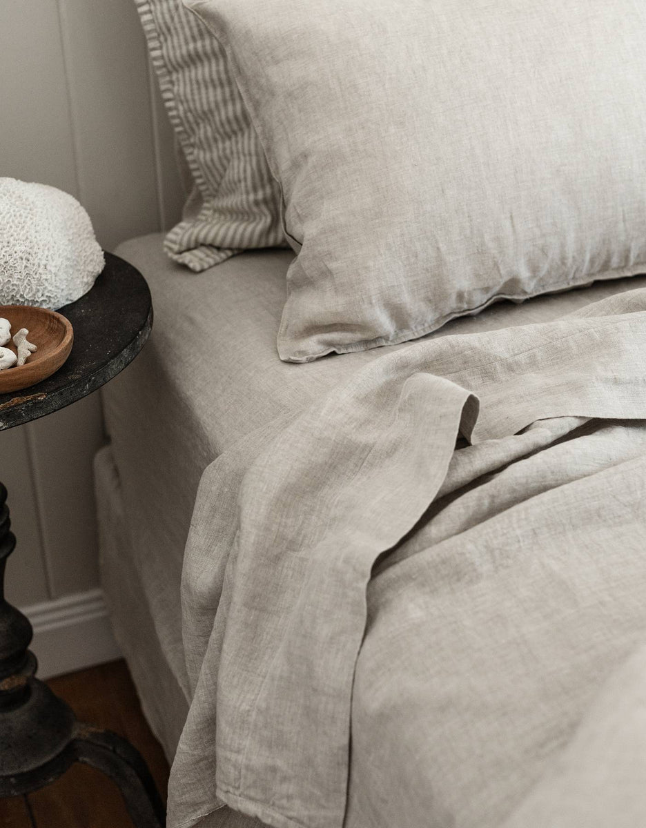 Sheet Set in Natural Linen Bedding Single to Super King