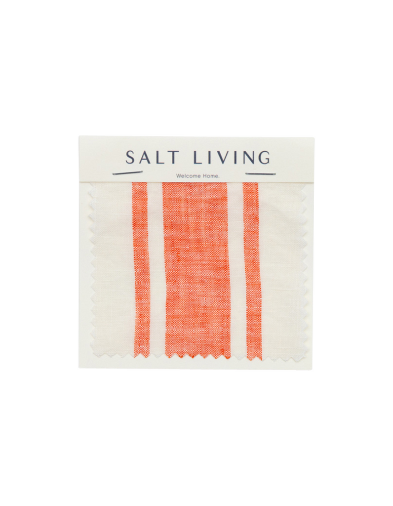Linen Fitted Cot Sheet - Red Coral Ticking Stripe by Salt Living