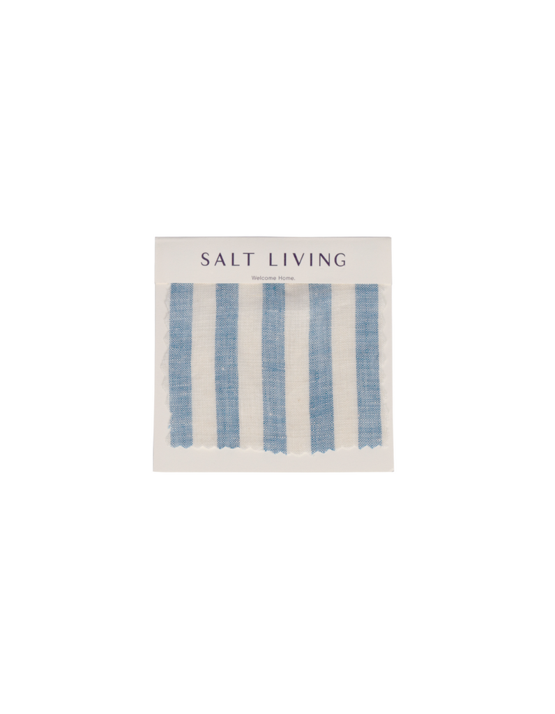 Blue Stripe 100%  Linen Fabric Swatch | Salt Living French Flax Linen