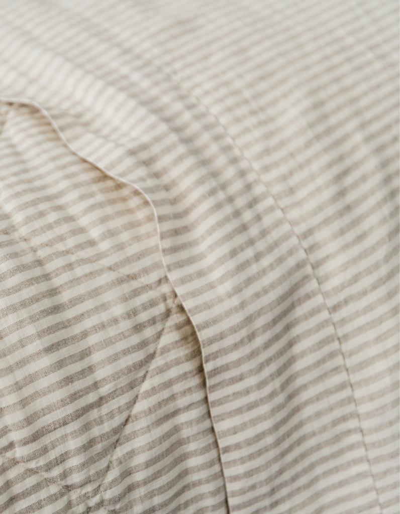 Linen Flat Sheet in Yarn Dyed Natural Stripe