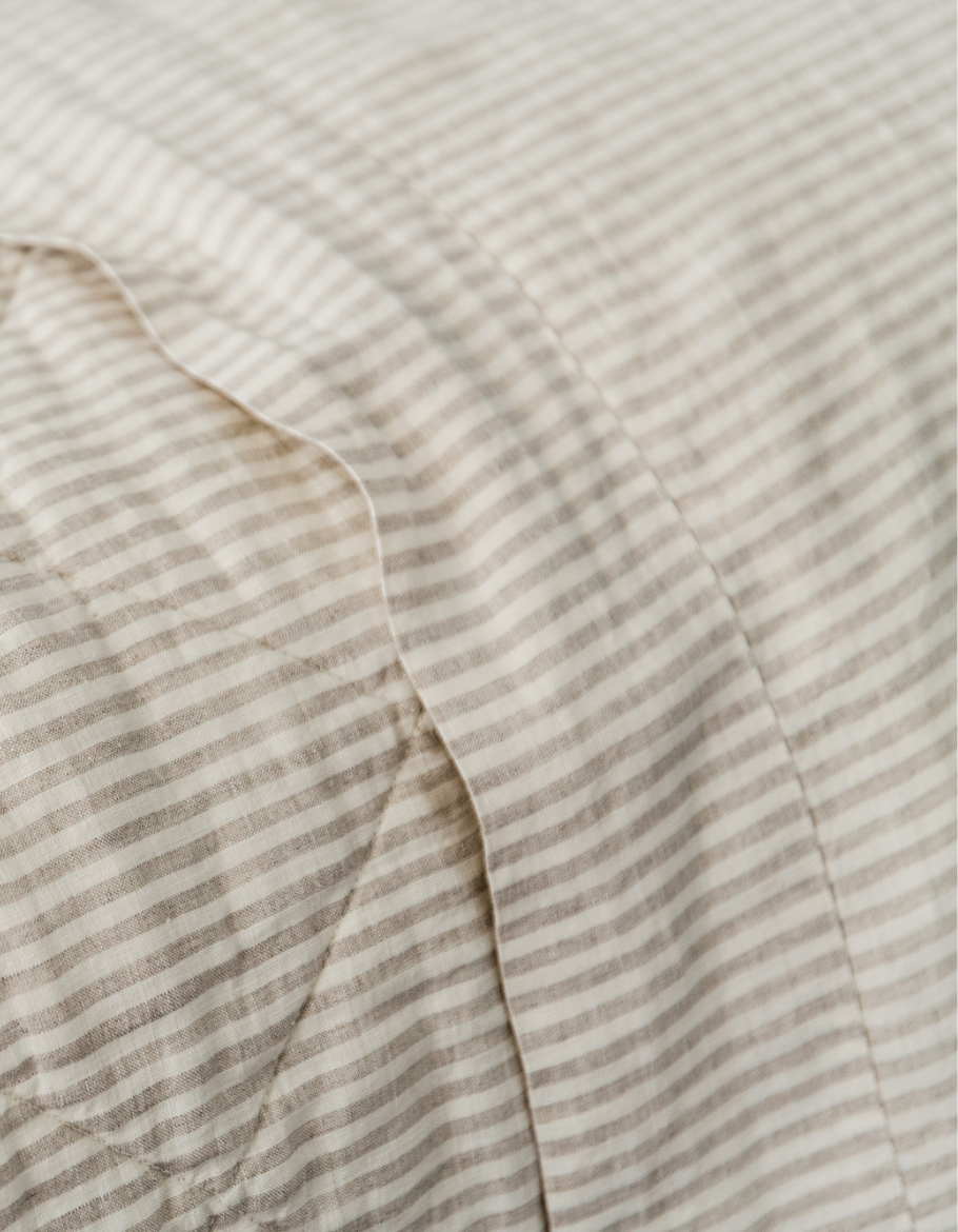 Linen Flat Sheet in Yarn Dyed Natural Stripe