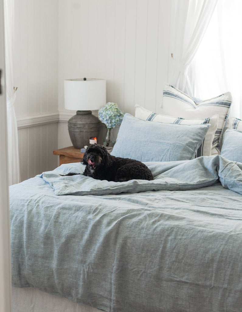 Linen Duvet Cover Set - French Blue - Salt Living