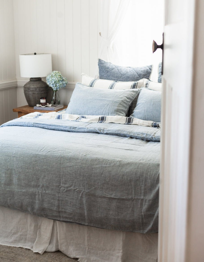 Linen Duvet Cover Set - French Blue - Salt Living