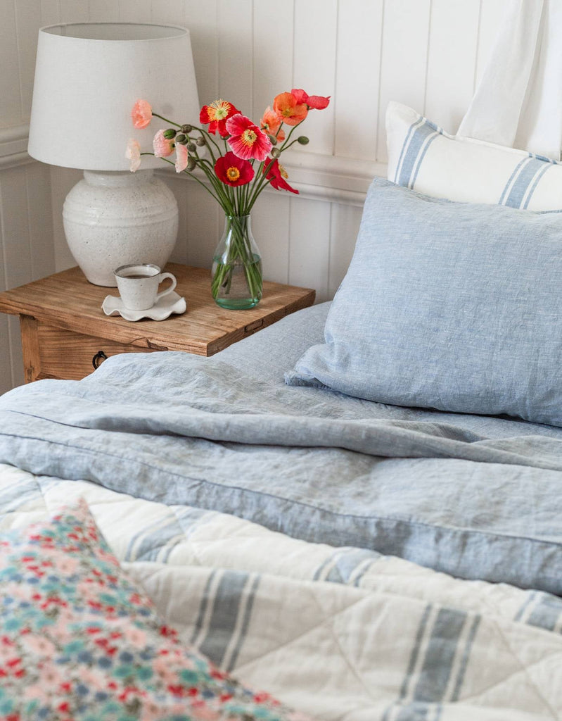 Linen Duvet Cover Set - French Blue - Salt Living