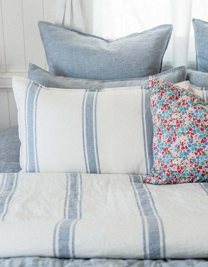 Linen Duvet Cover Set - French Blue Ticking - Salt Living