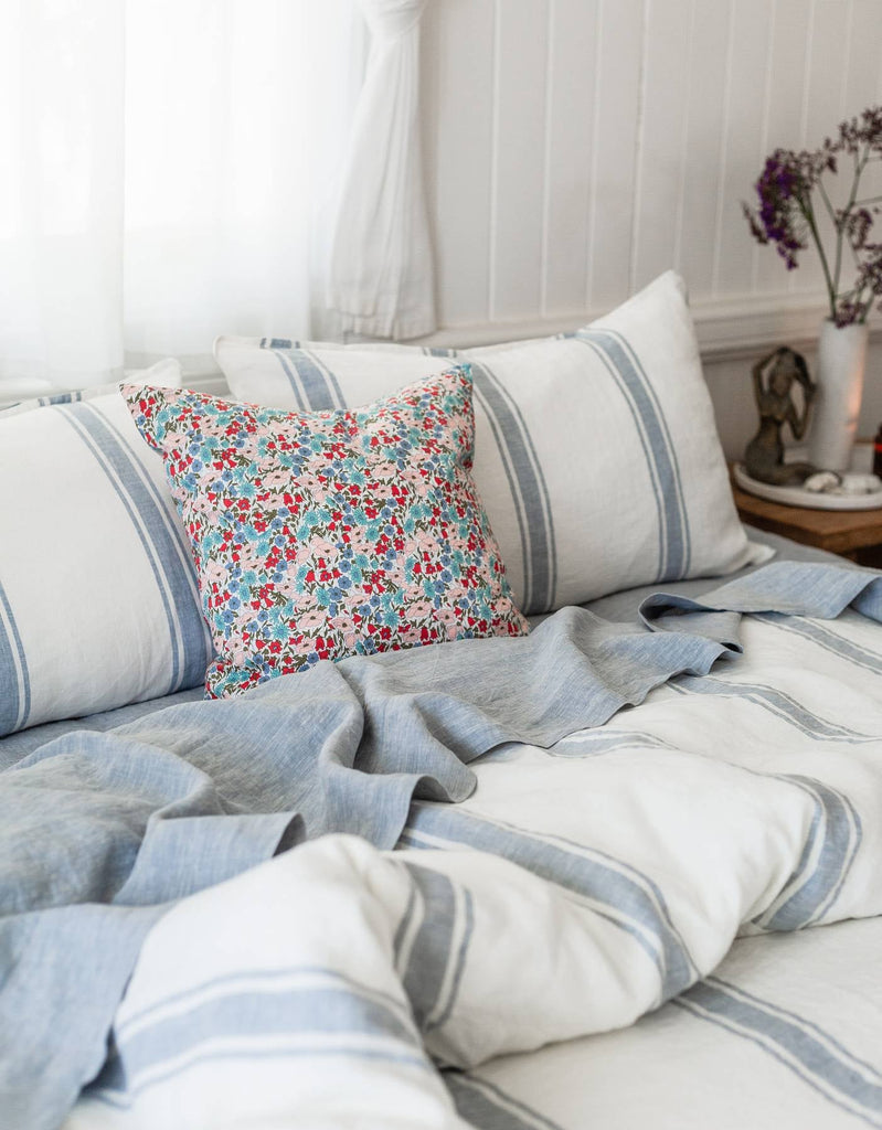 Linen Duvet Cover Set - French Blue Ticking - Salt Living
