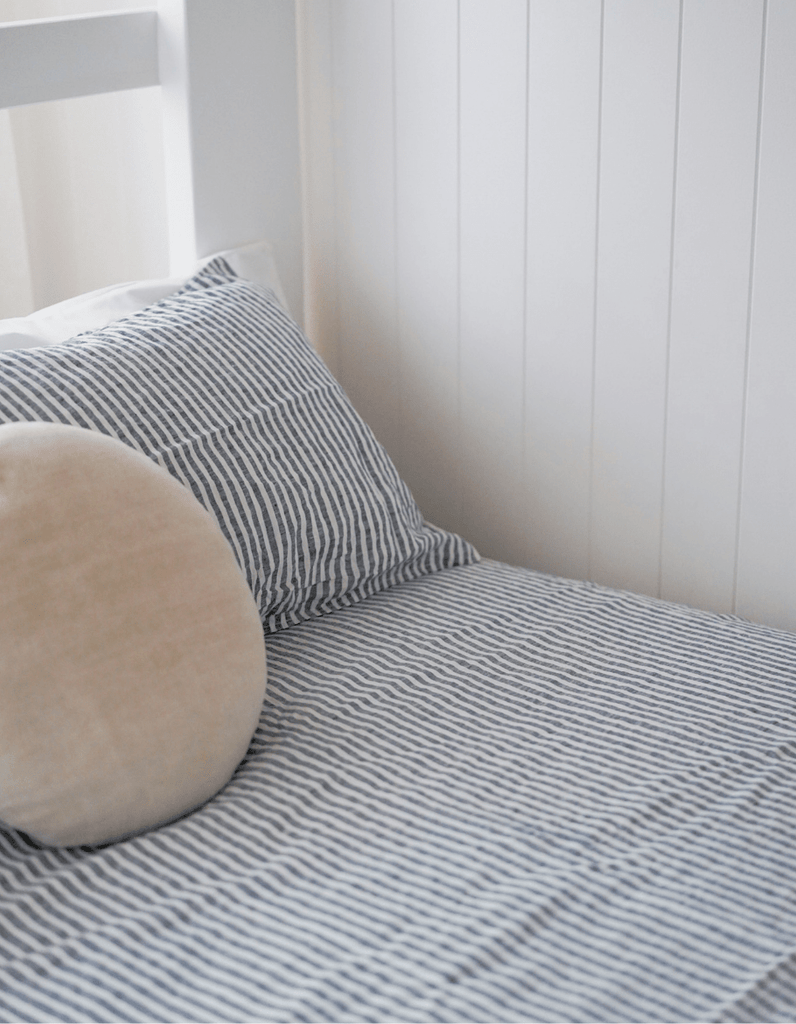 Linen Duvet Cover Set - Indigo Stripe - Salt Living