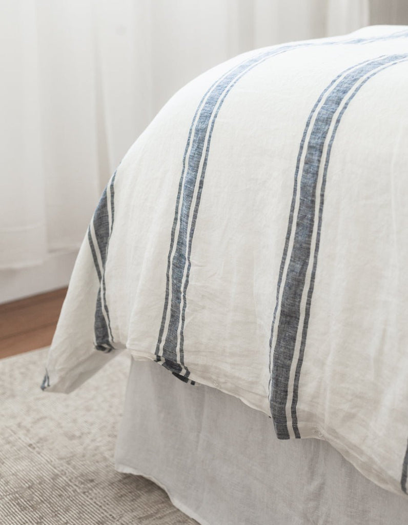 Linen Duvet Cover Set - Indigo Ticking - Salt Living