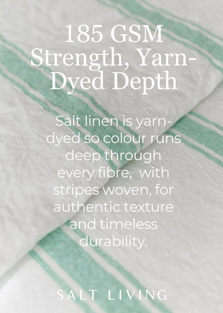 Linen Duvet Cover Set - Sea Green Ticking Stripe - Salt Living