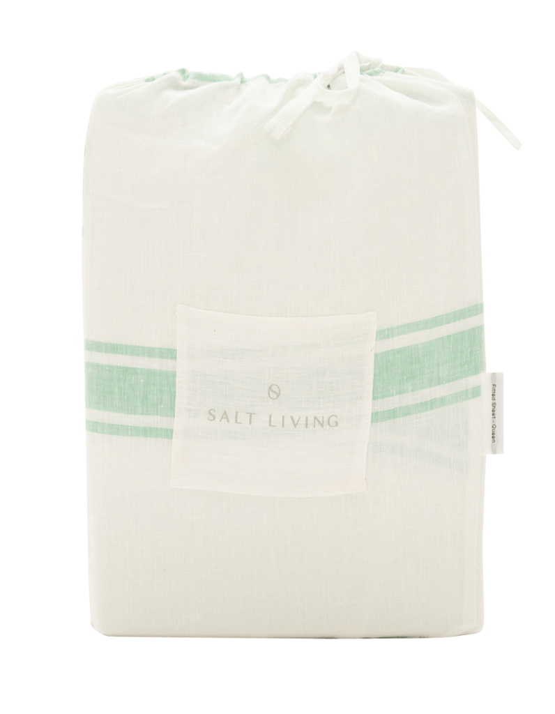 Linen Duvet Cover Set - Sea Green Ticking Stripe - Salt Living