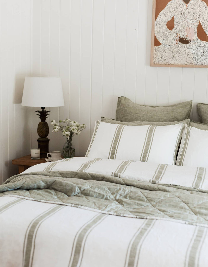 Linen Euro Pillowcase Set - Kelp - Salt Living