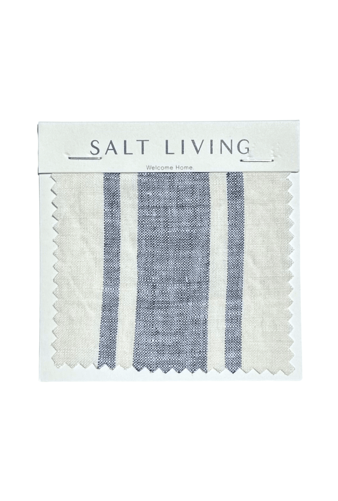 Linen Fabric Swatch - Indigo Ticking - Salt Living