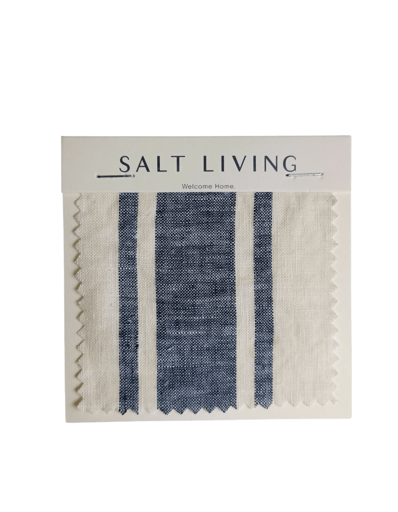 Linen Fabric Swatch - Indigo Ticking - Salt Living
