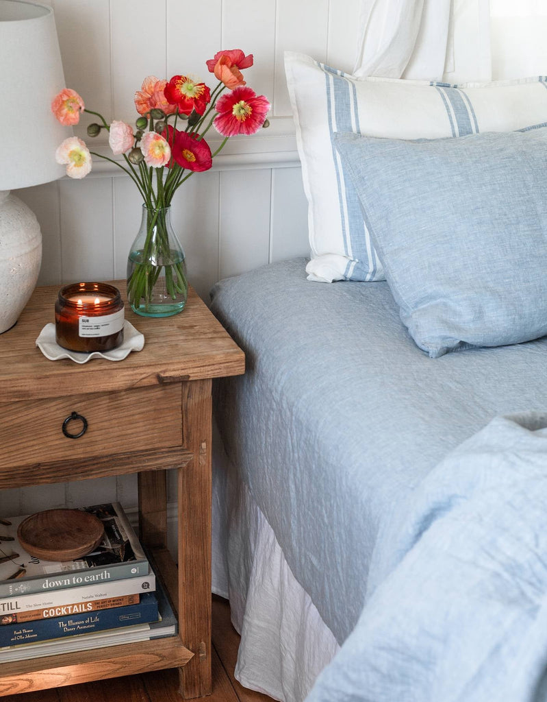 Linen Fitted Sheet - French Blue - Salt Living