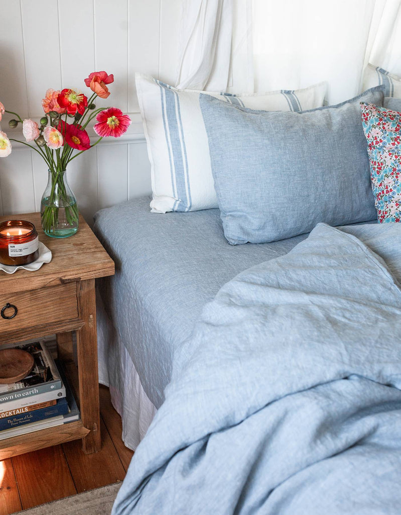 Linen Fitted Sheet - French Blue - Salt Living