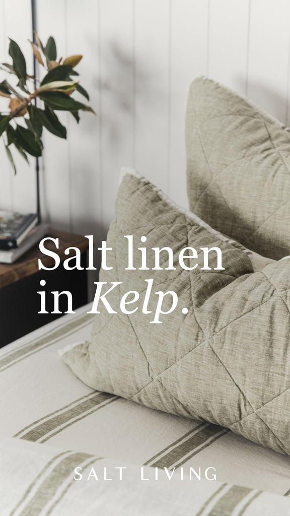 Linen Fitted Sheet - Kelp Ticking Stripe - Salt Living