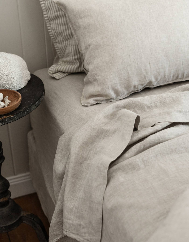  Fitted Sheet in Natural - Linen Bedding - Single to Super King
