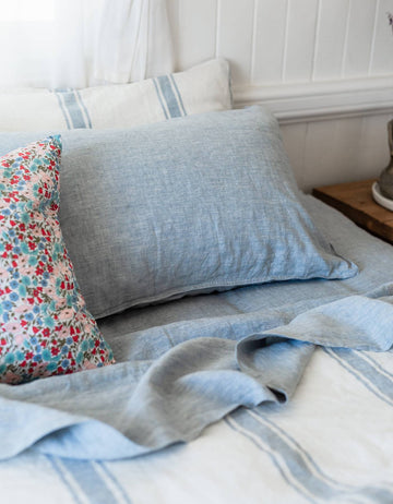 Linen Flat Sheet - French Blue - Salt Living