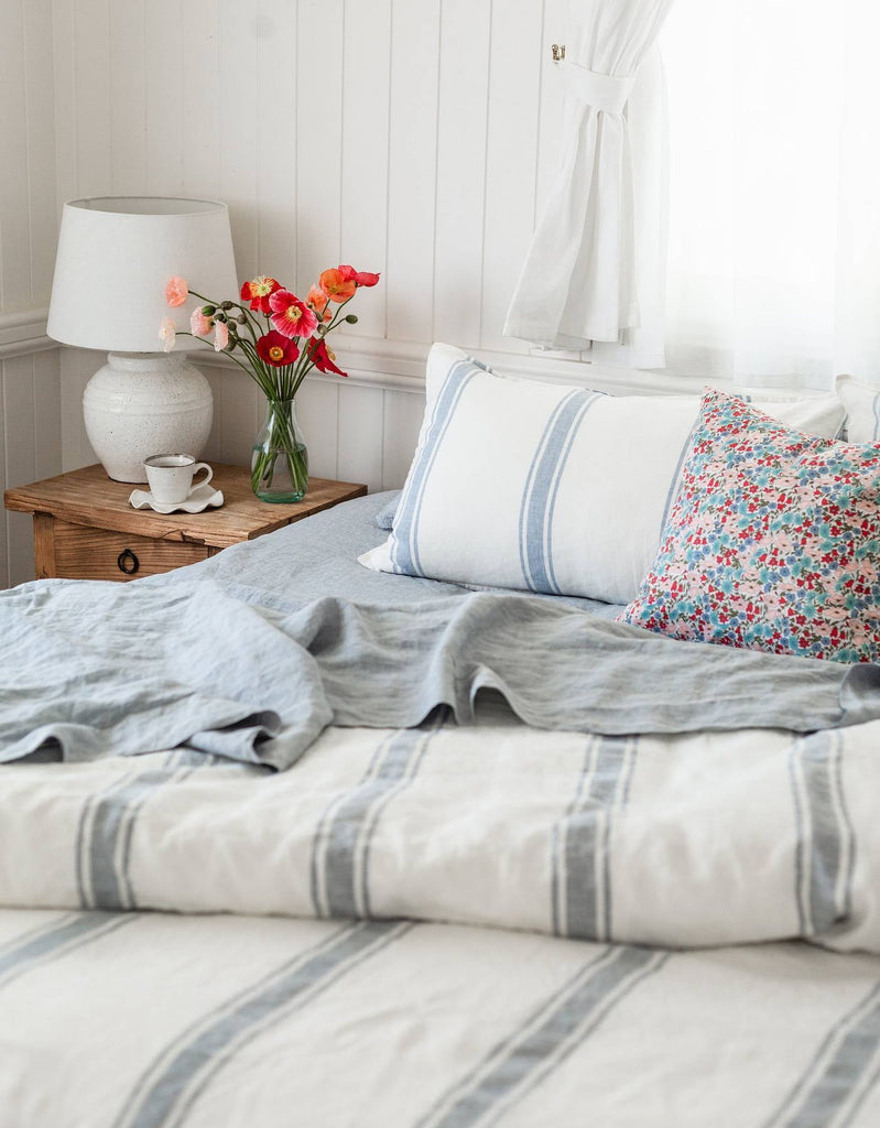 Linen Flat Sheet - French Blue - Salt Living