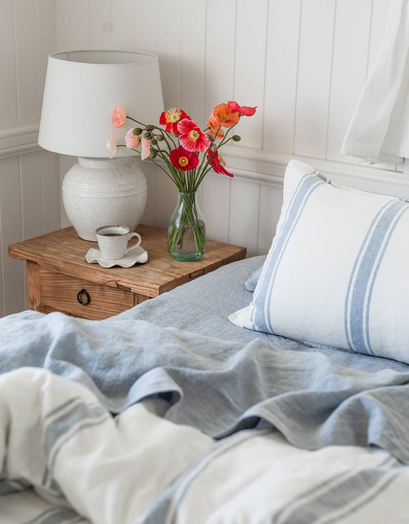 Linen Flat Sheet - French Blue - Salt Living
