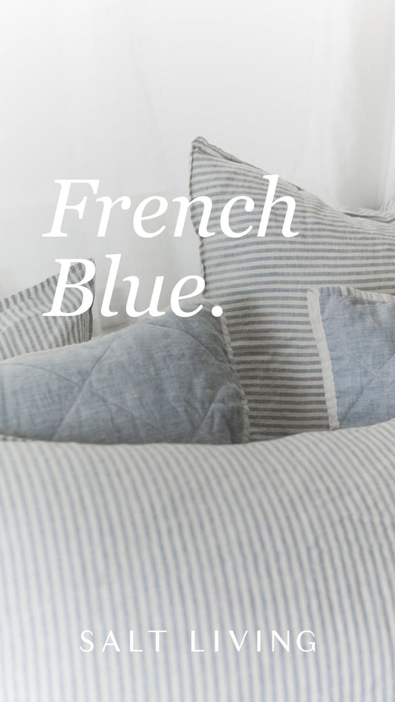 Linen Pillowcase Set - French Blue Thin Stripe - Salt Living