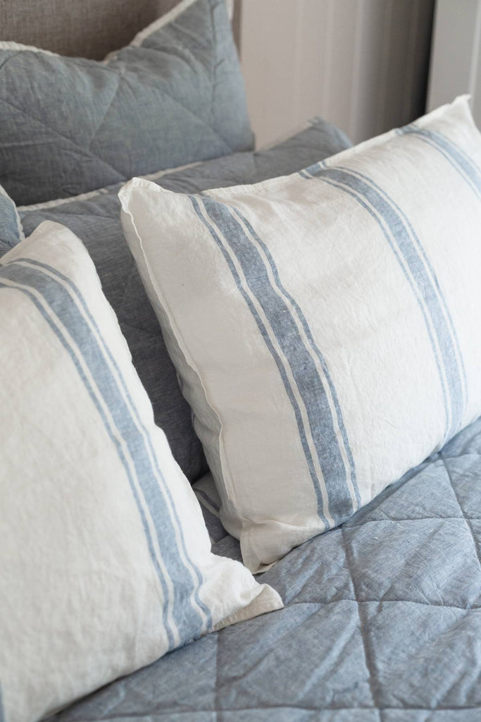 Linen Pillowcase Set - French Blue Ticking Stripe - Salt Living