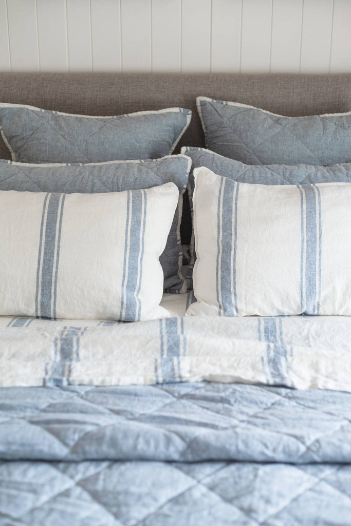 Linen Pillowcase Set - French Blue Ticking Stripe - Salt Living
