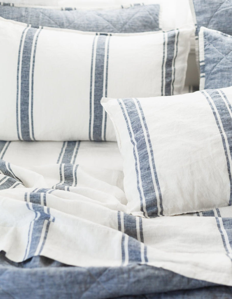 Linen Pillowcase Set - Indigo Ticking - Salt Living