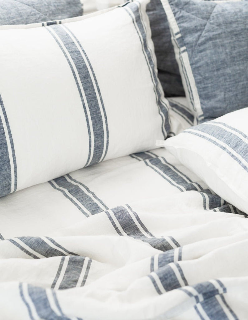 Linen Sheet Set - Indigo Ticking - Salt Living