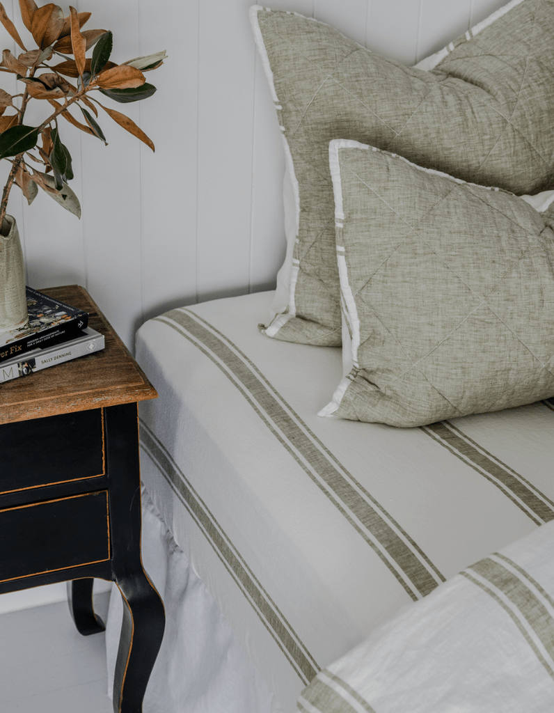 Linen Sheet Set - Kelp Ticking Stripe - Salt Living
