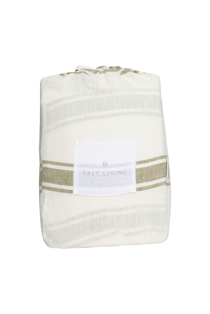 Linen Sheet Set - Kelp Ticking Stripe - Salt Living