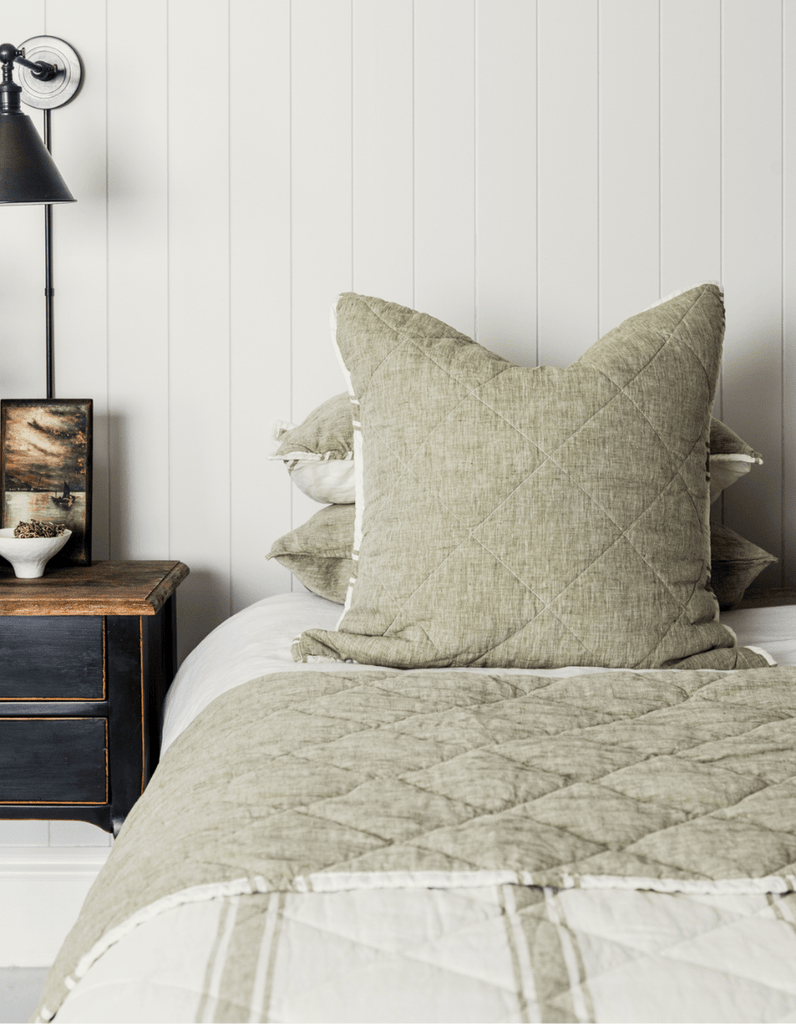Quilted Euro Sham - Kelp Linen - Salt Living