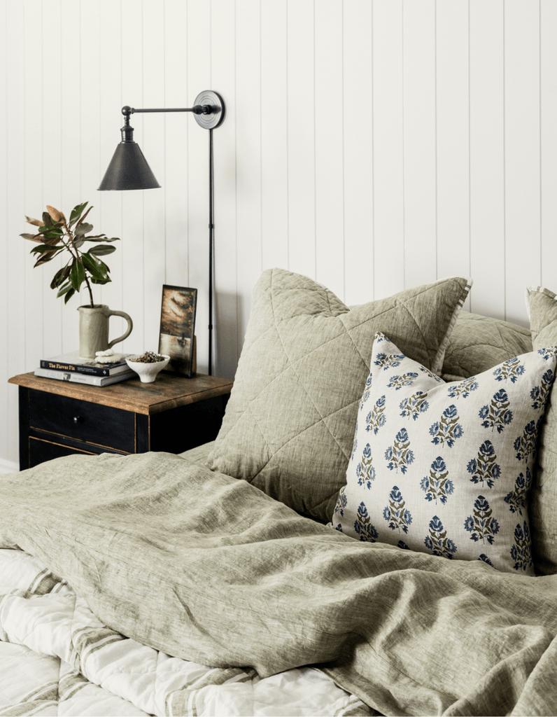 Quilted Euro Sham - Kelp Linen - Salt Living