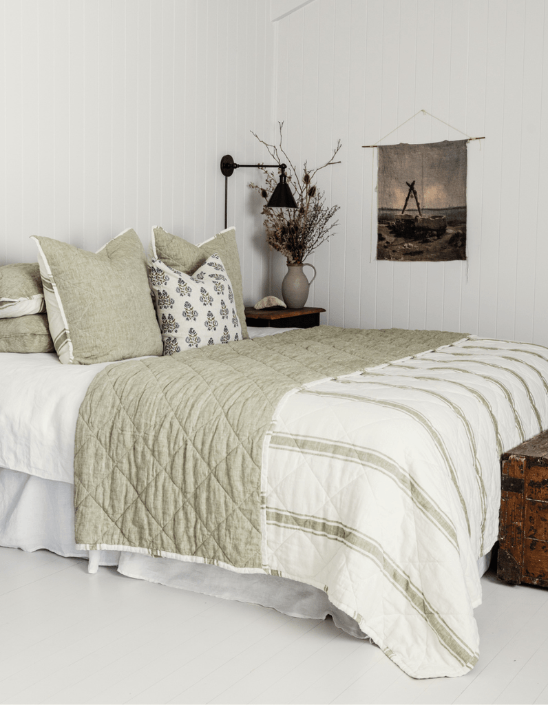 Quilted Euro Sham - Kelp Linen - Salt Living