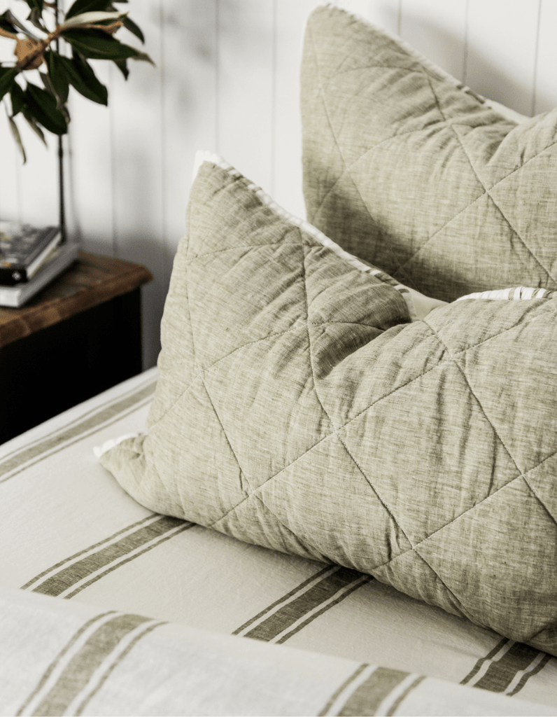 Quilted Pillow Sham - Kelp Linen - Salt Living