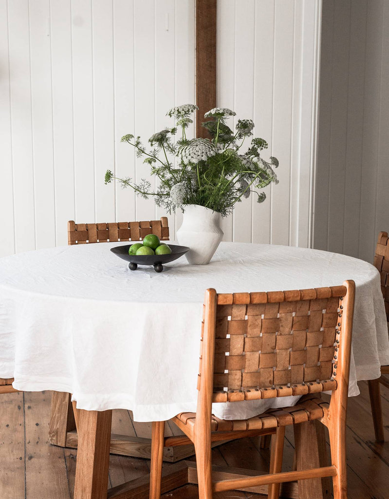 White Round Tablecloth | 100% French Flax Table Linen