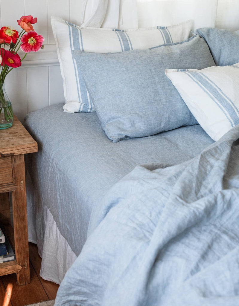 Fitted Sheet - French Blue Yarn Dyed Linen – Single to Super King