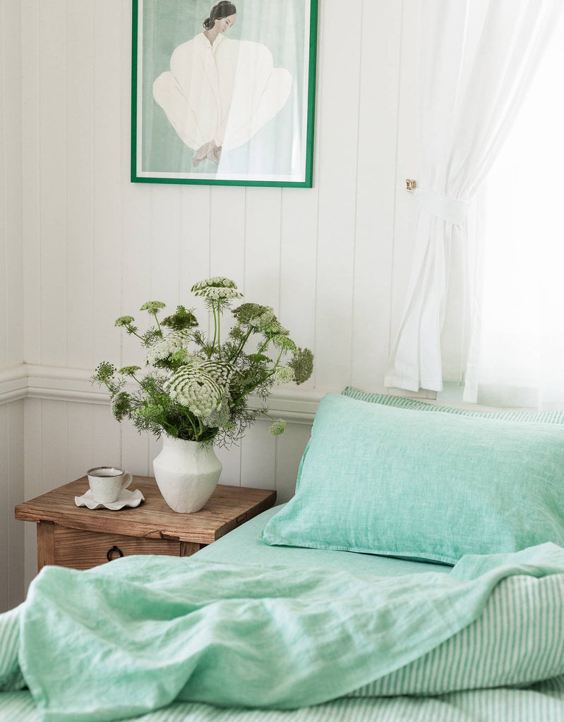 Sheet Set in Sea Green – Linen Bedding - Single to Super King