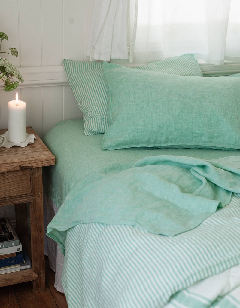 Sheet Set in Sea Green – Linen Bedding - Single to Super King