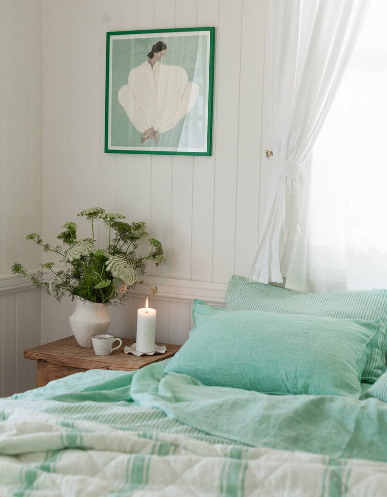 Sheet Set in Sea Green – Linen Bedding - Single to Super King