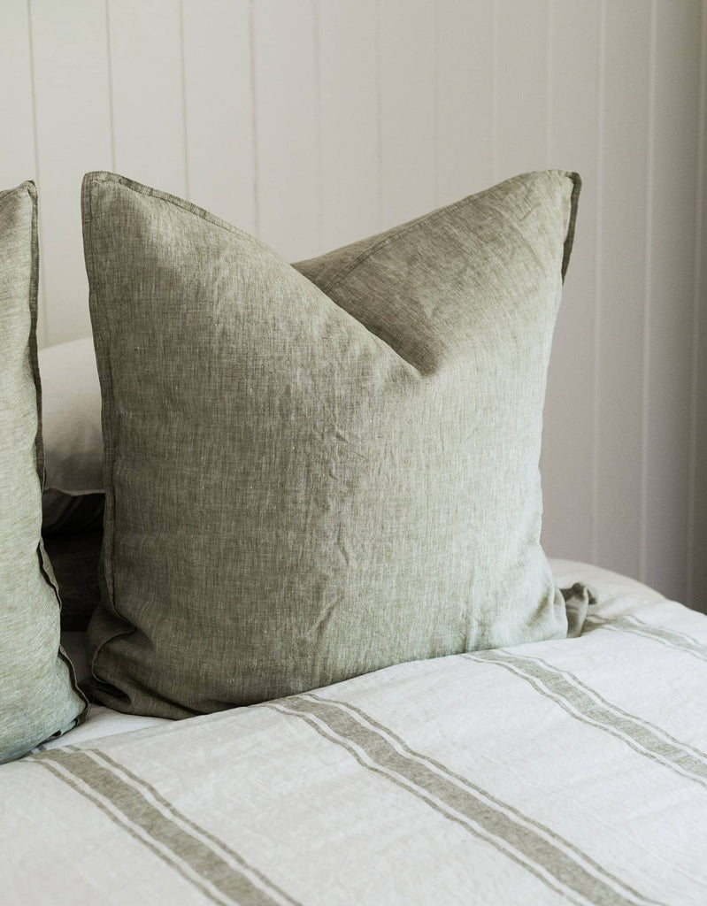 Euro Pillowcase Set - Yarn Dyed Kelp – Linen Bedding