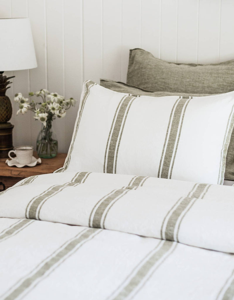 Euro Pillowcase Set - Yarn Dyed Kelp – Linen Bedding