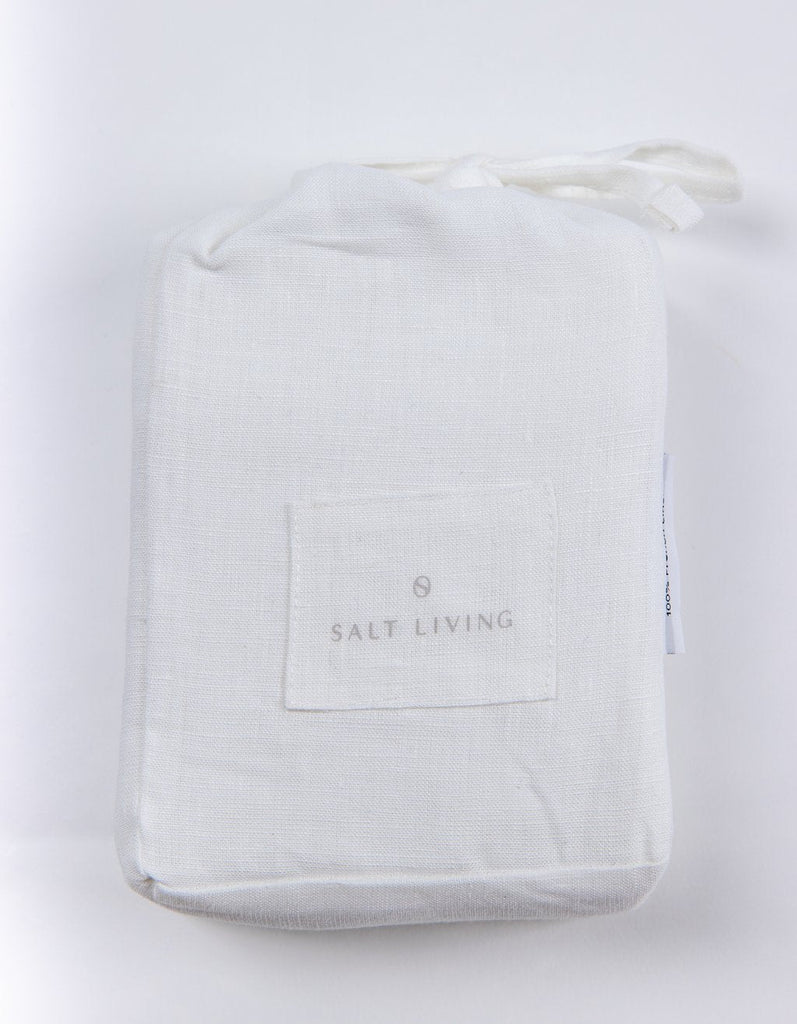 100% Linen Fitted Cot Sheet in White