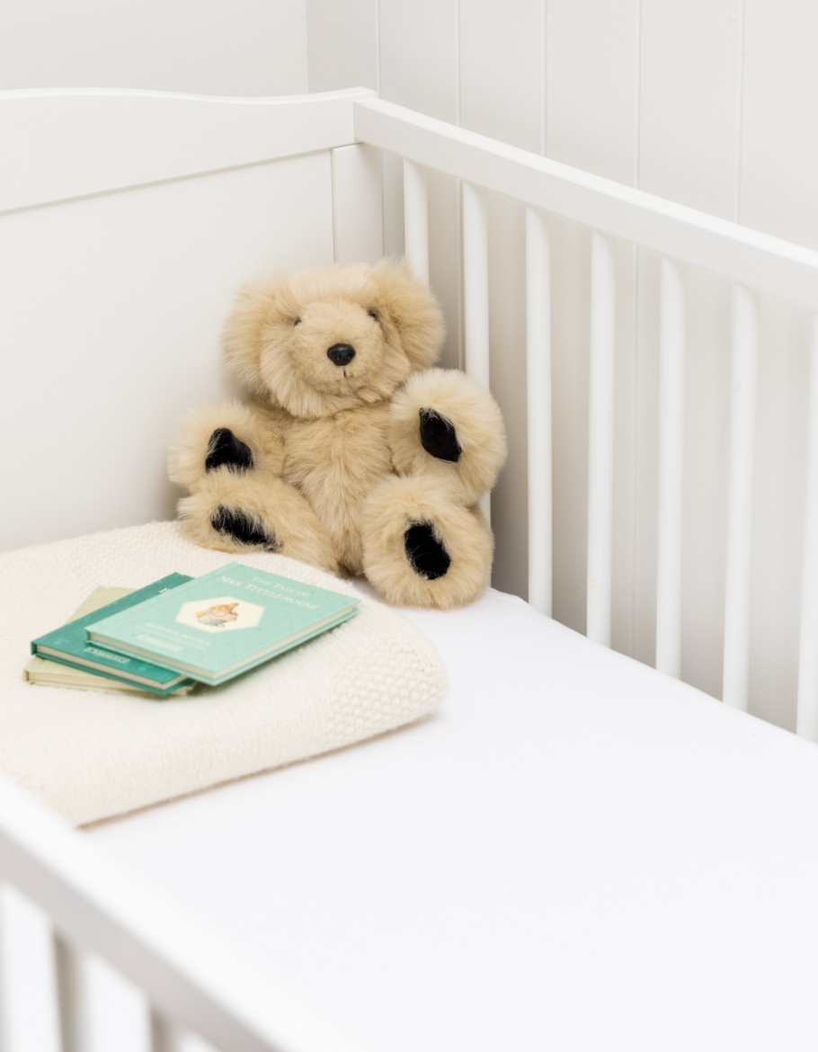 Fitted Cot Sheet in White Linen Bedding for Babies