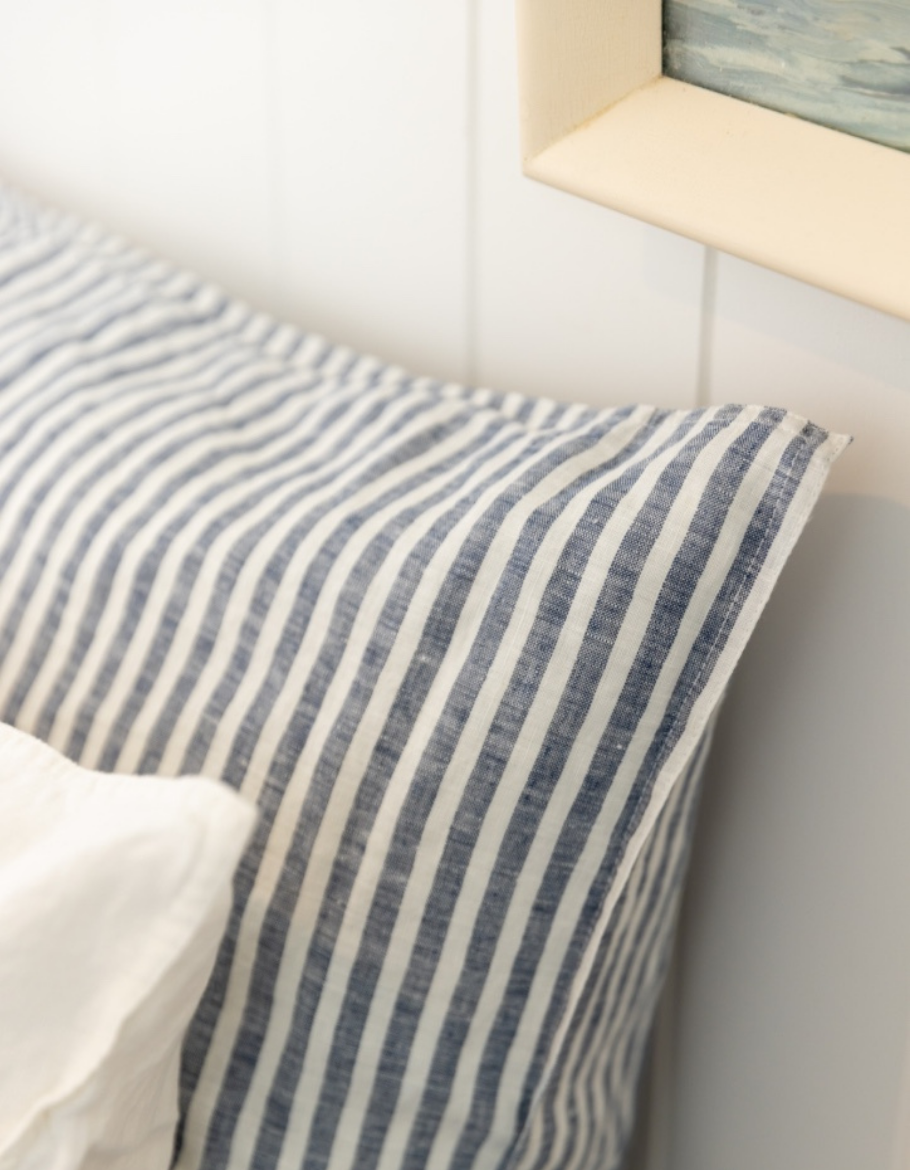 Linen Pillowcases Indigo Stripe