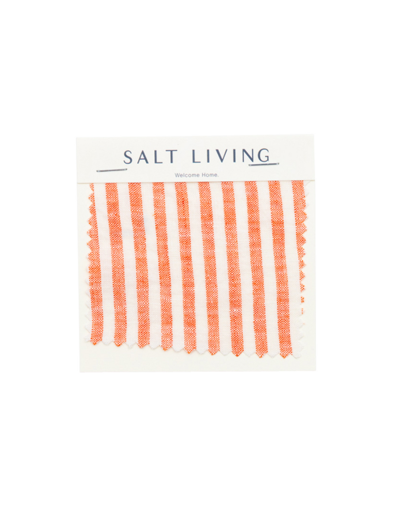 Red Coral Stripe Linen Fitted Cot Sheet by Salt Living