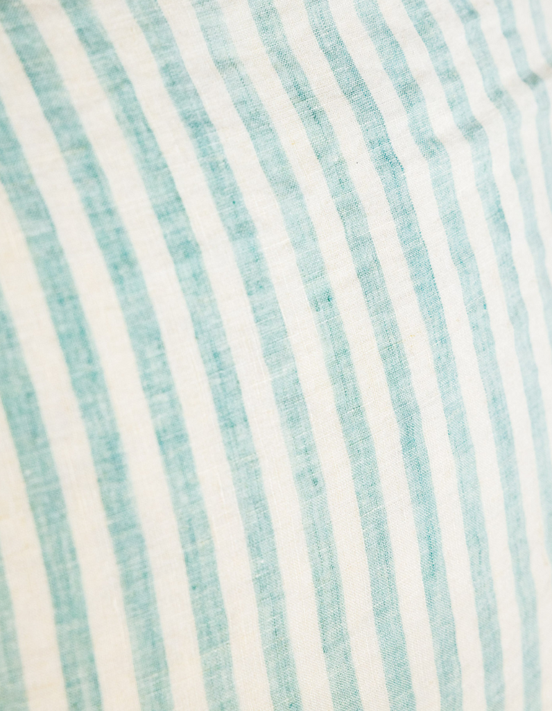 Seafoam Green Stripe Linen Bassinet Sheet